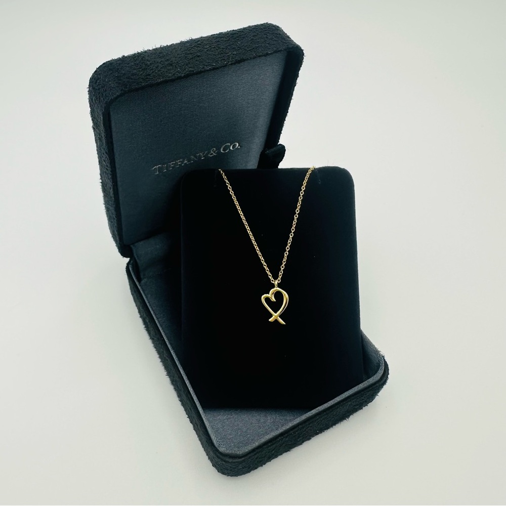 RARE Tiffany & Co. 18K Yellow Gold Loving Heart Floating Version Necklace w Box - Picture 9 of 9